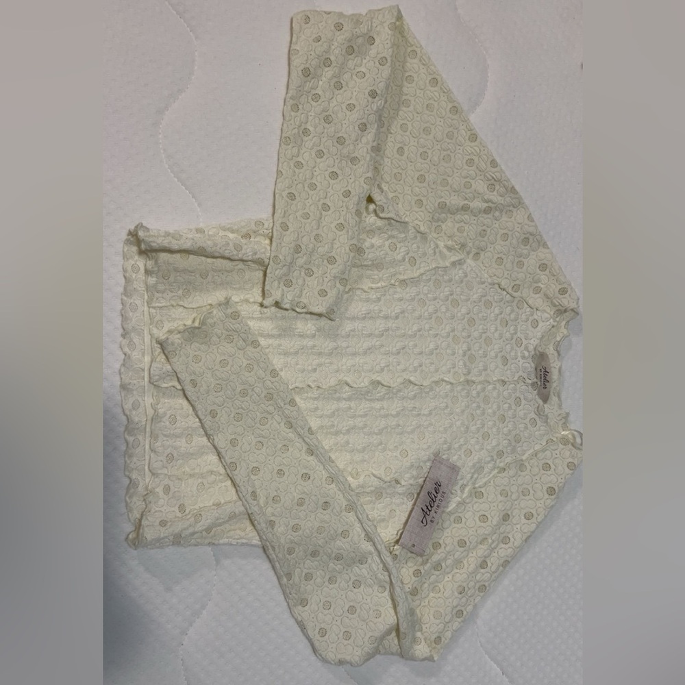 Adelie Cream Textured Long Sleeve Top